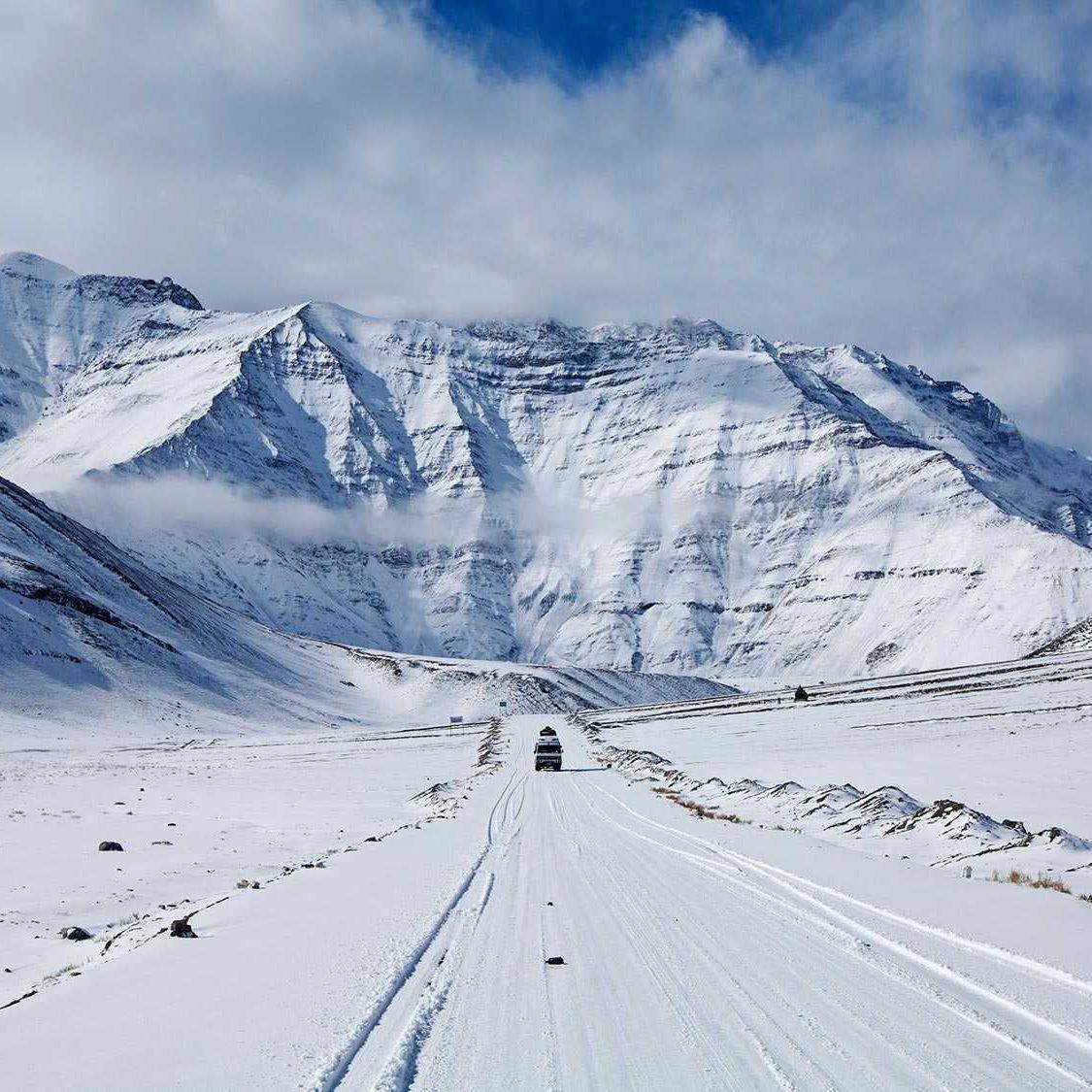 Frozen river and winter scenery in Kargil district Ladakh