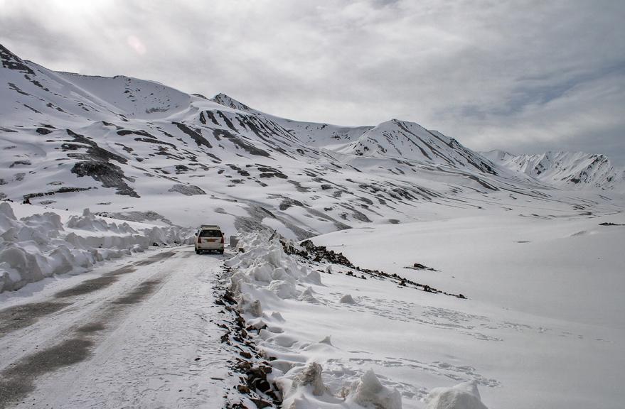 Snow covered mountains and winter landscape in Drass Ladakh