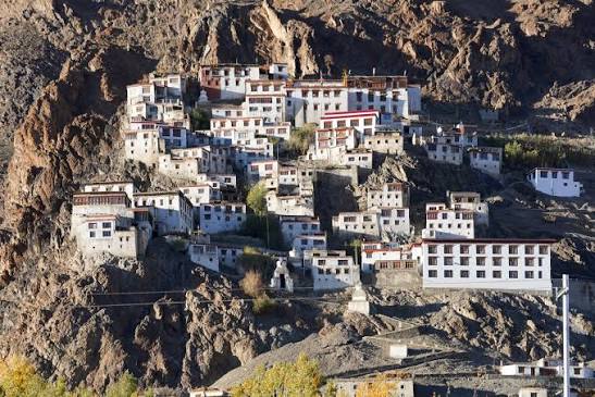 Drass and Western Ladakh valley in November with snow dusted mountains and frozen riverbed