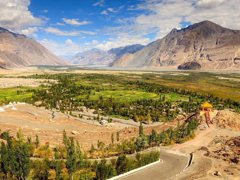 Mountain roads and scenic highway in Ladakh during September